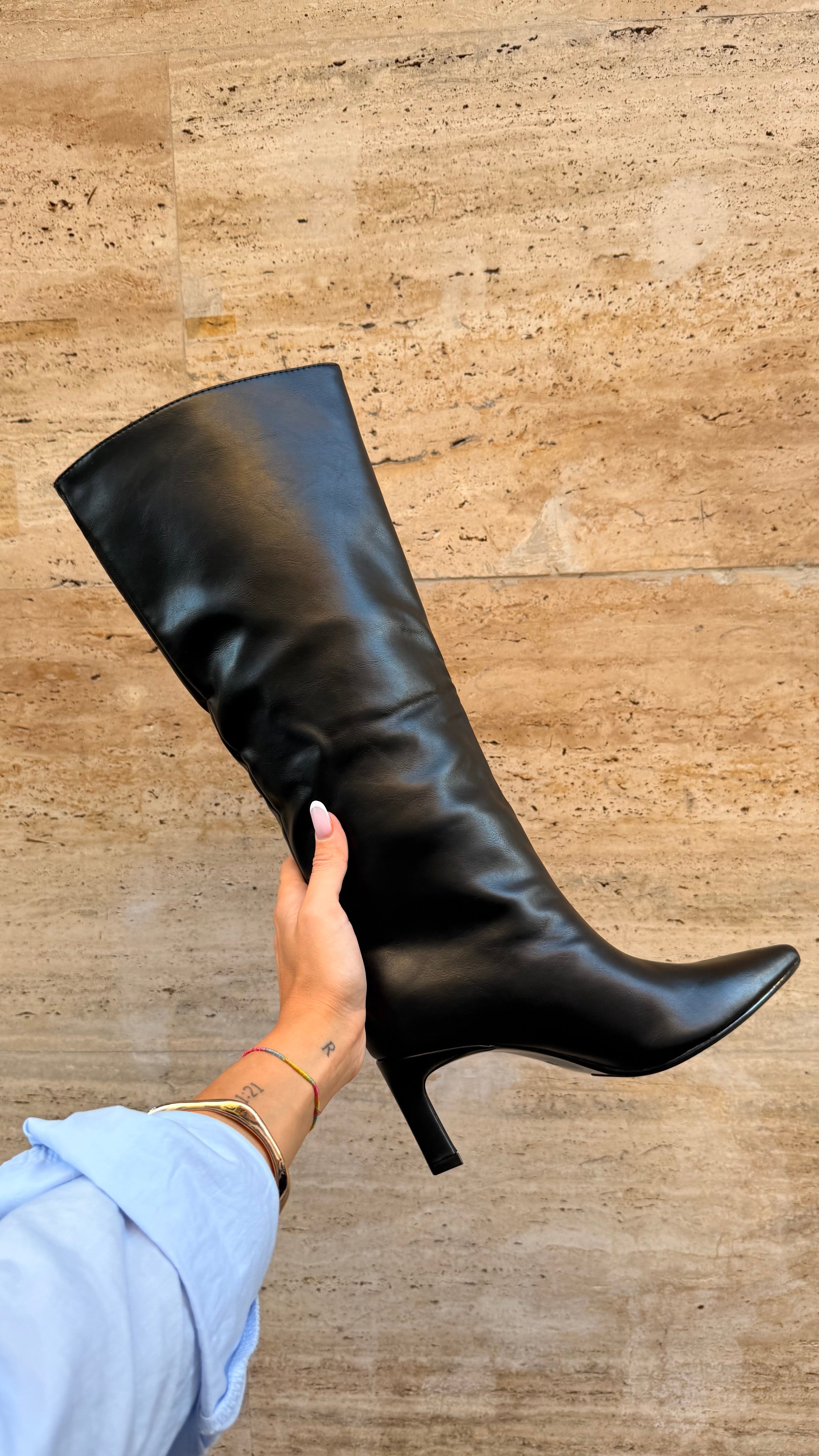 Stivale Nero Eco-Pelle