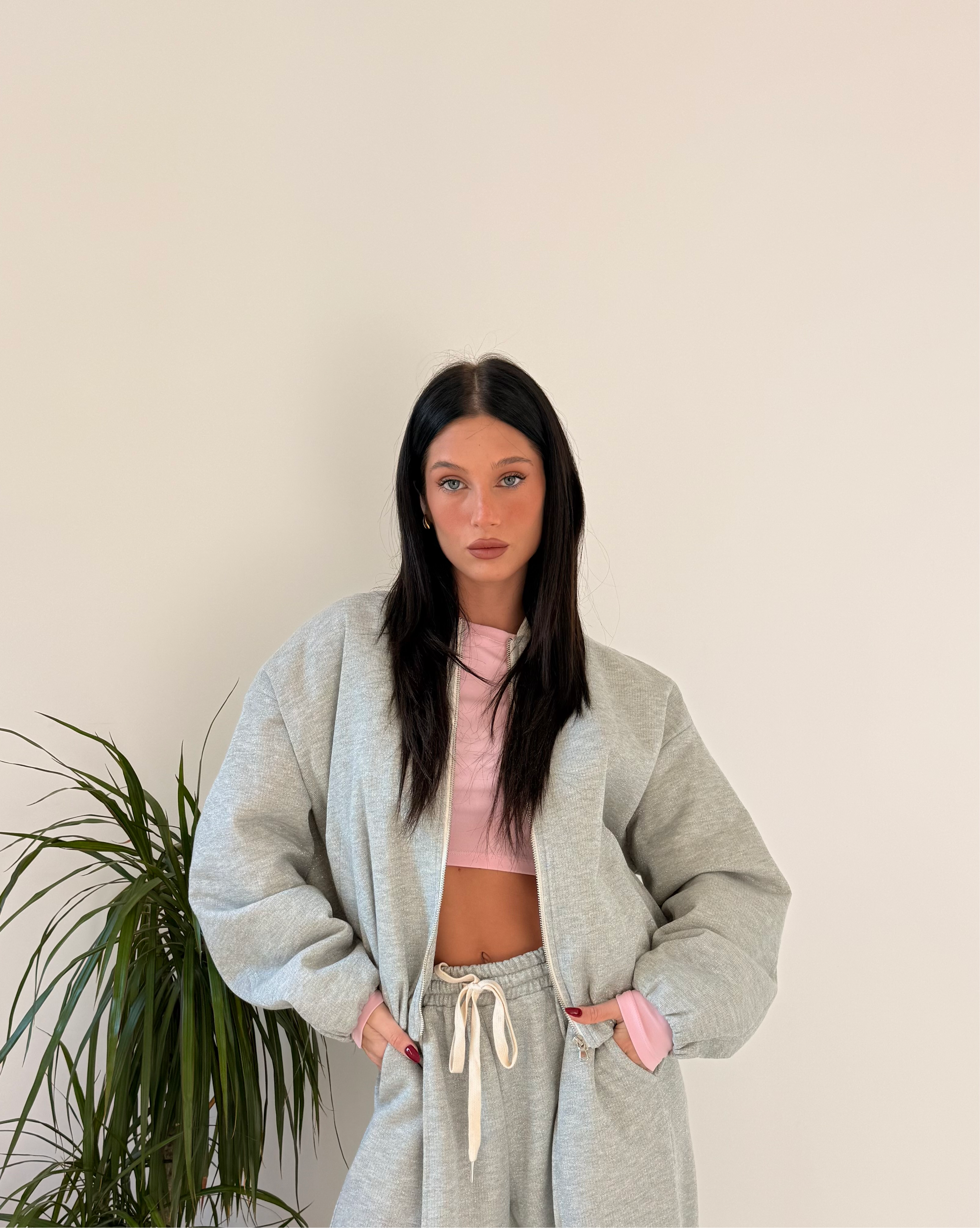 Felpa Lurex Grigio By Lumina