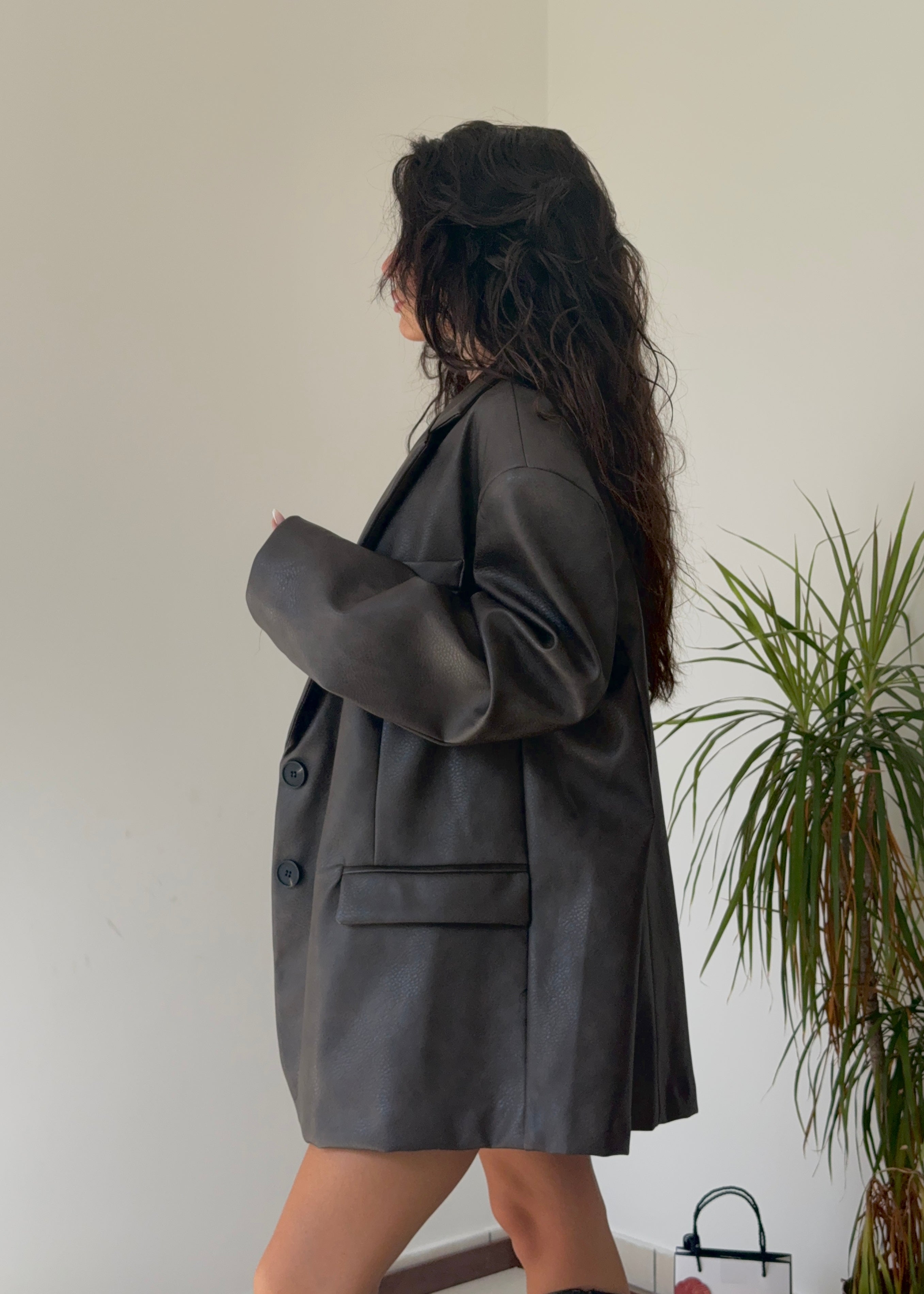 Giacca Eco-Pelle Oversize