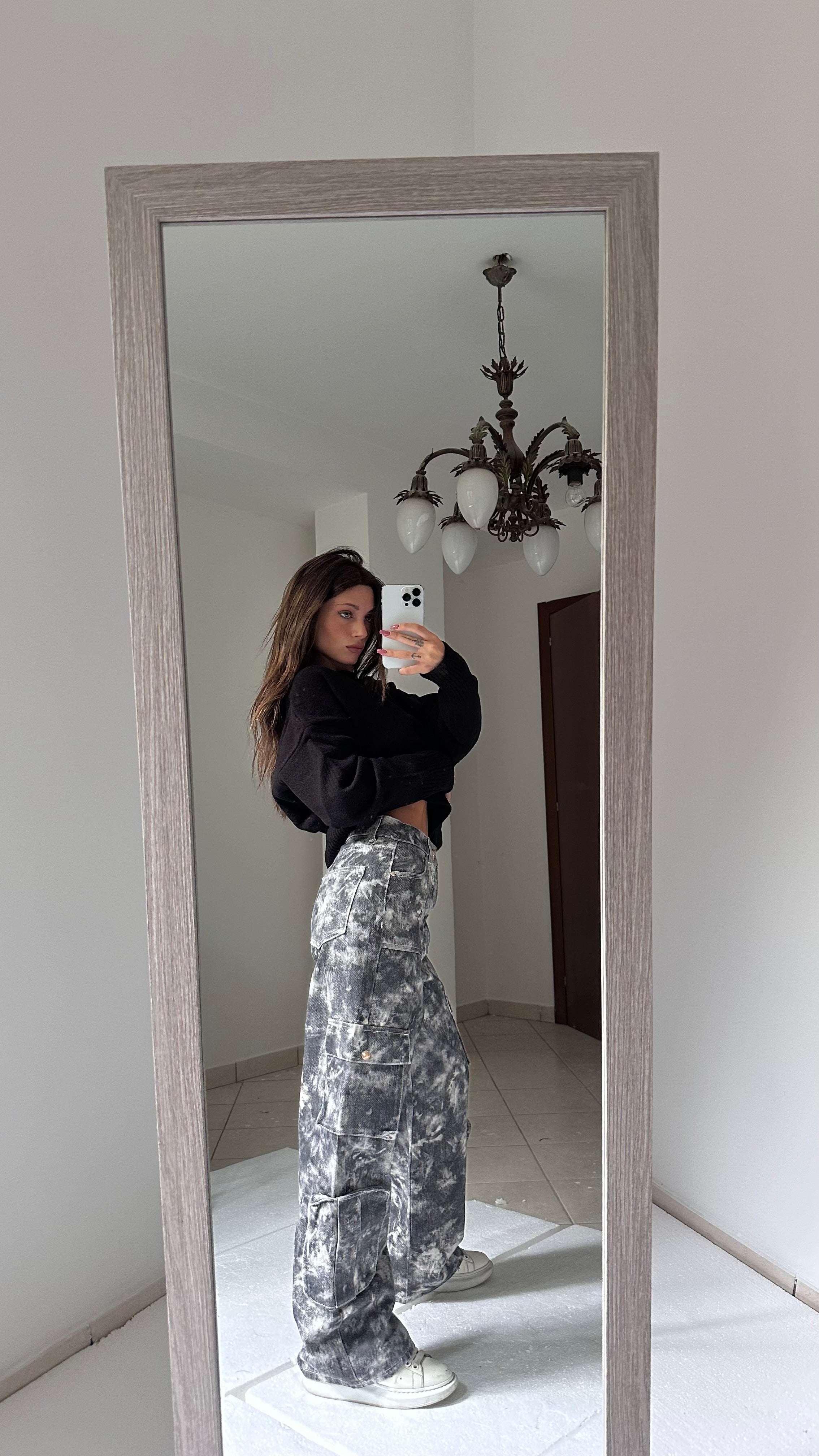 Jeans cargo grigio fantasia