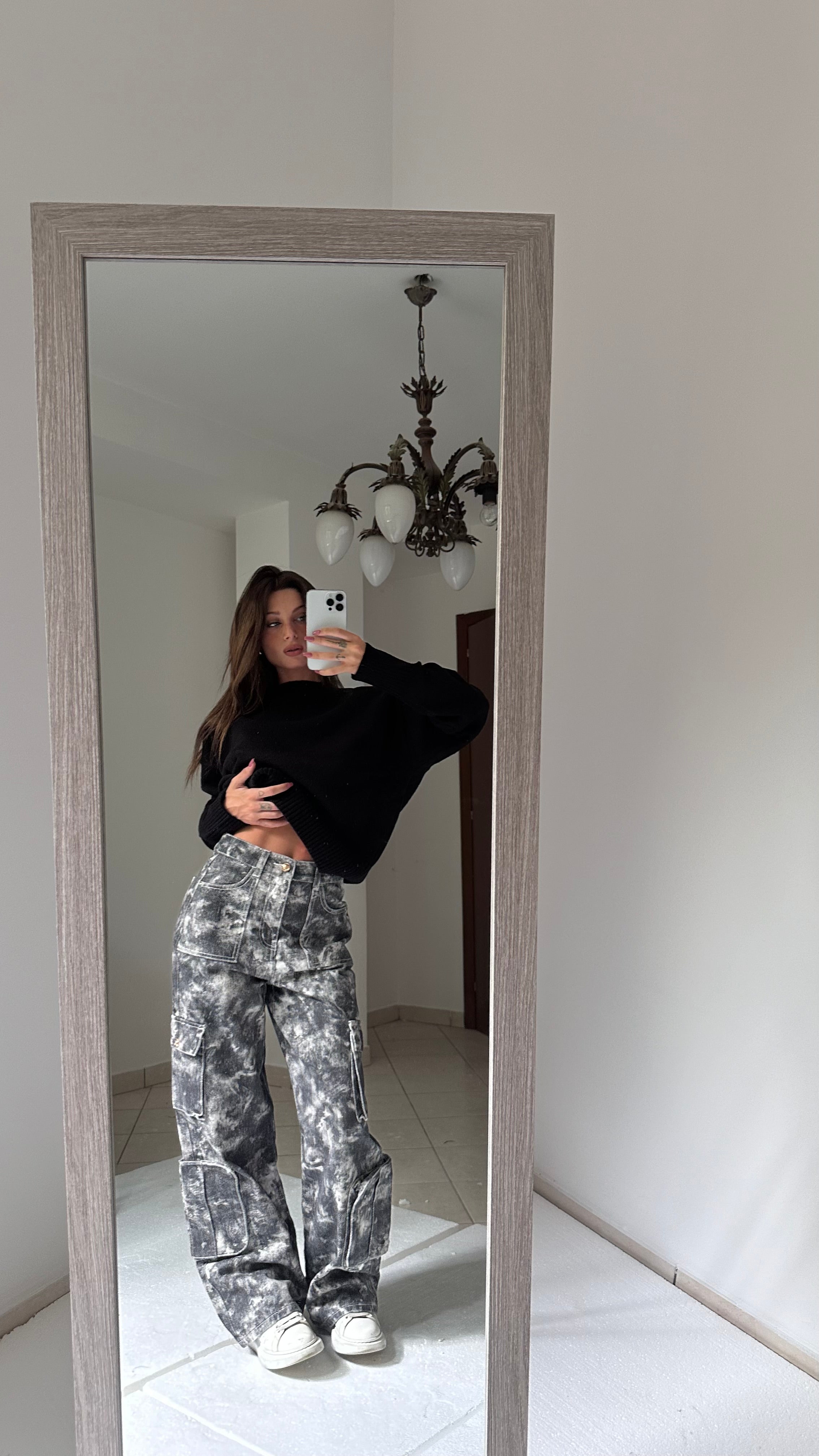 Jeans cargo grigio fantasia